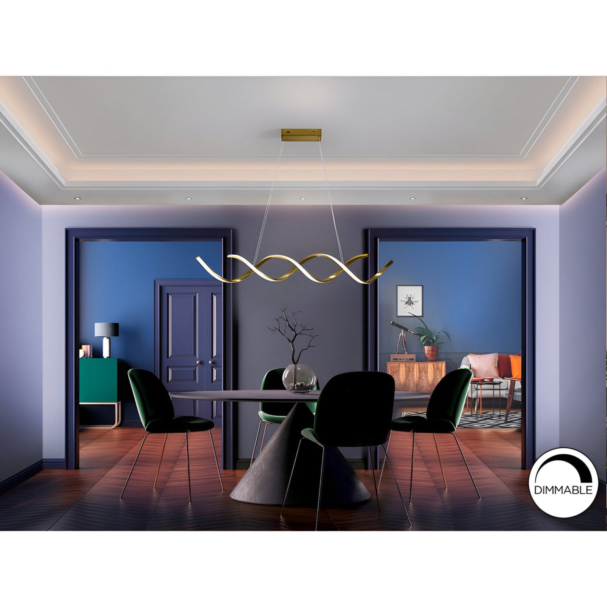 Dido Dimmable LED Island Suspension Light 33W 3000K - Gold