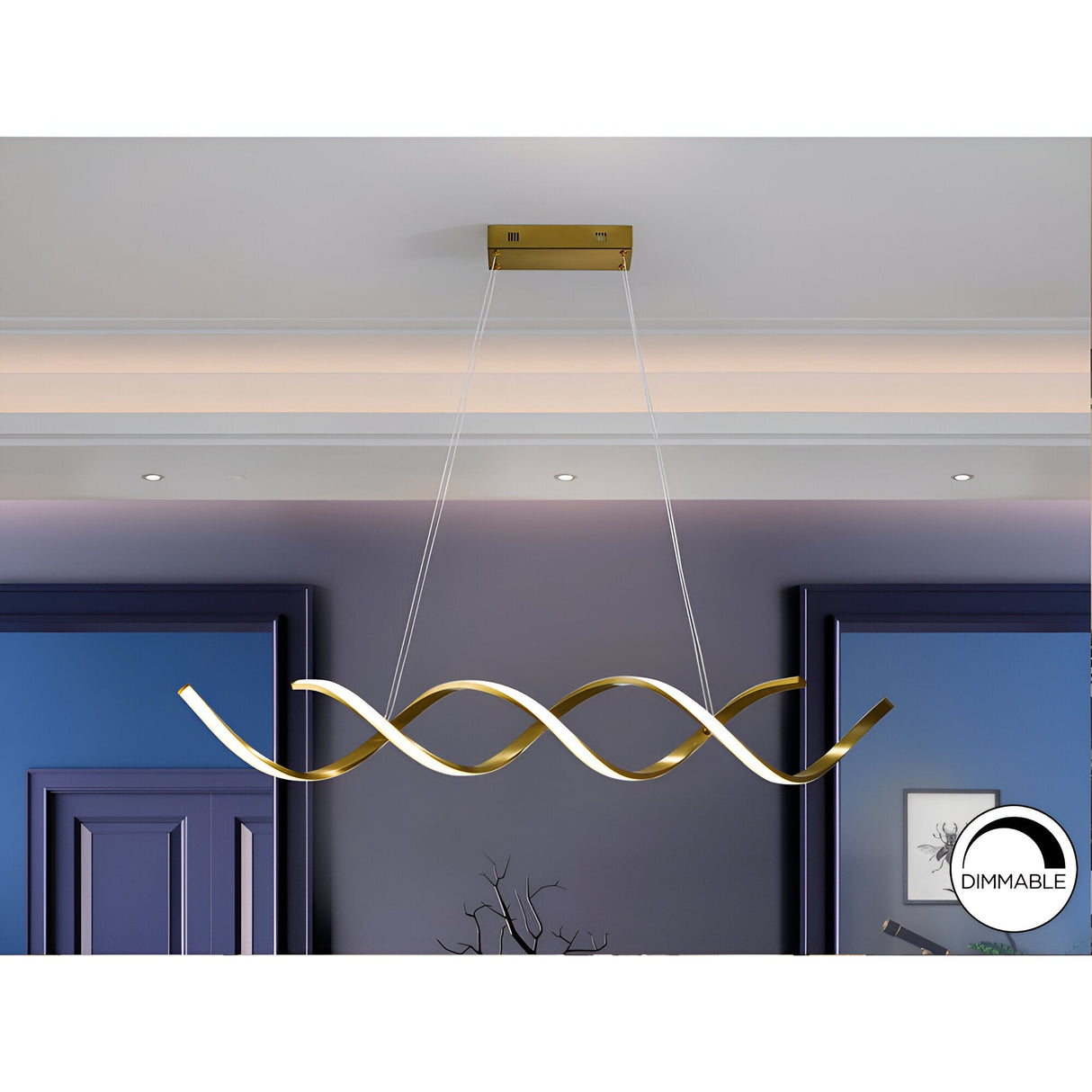 Dido Dimmable LED Island Suspension Light 33W 3000K - Gold