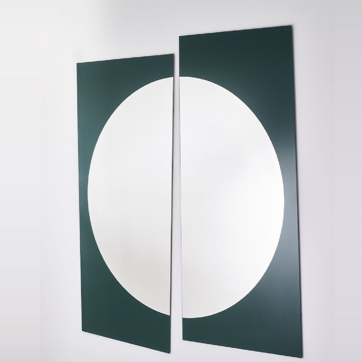 Noren Two Panel Green Printed Glass Wall Mirror 176cm