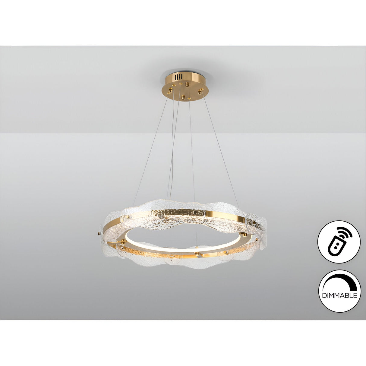 Lira Dimmable LED Circular Suspension Light - Gold (With Remote Control)