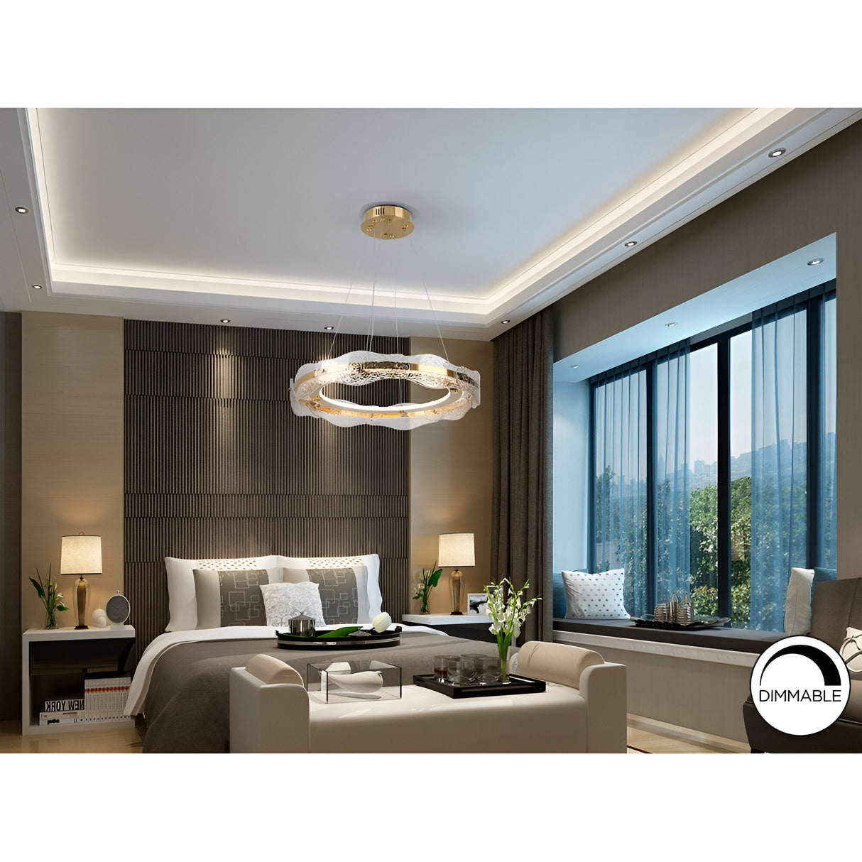 Lira LED Circular Suspension Light 42W 3000K - Brushed Gold