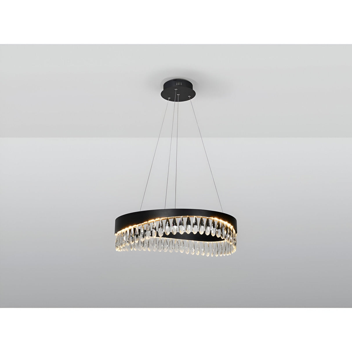 Selene LED Crystal Circular Suspension Light 30W 3000K - Black