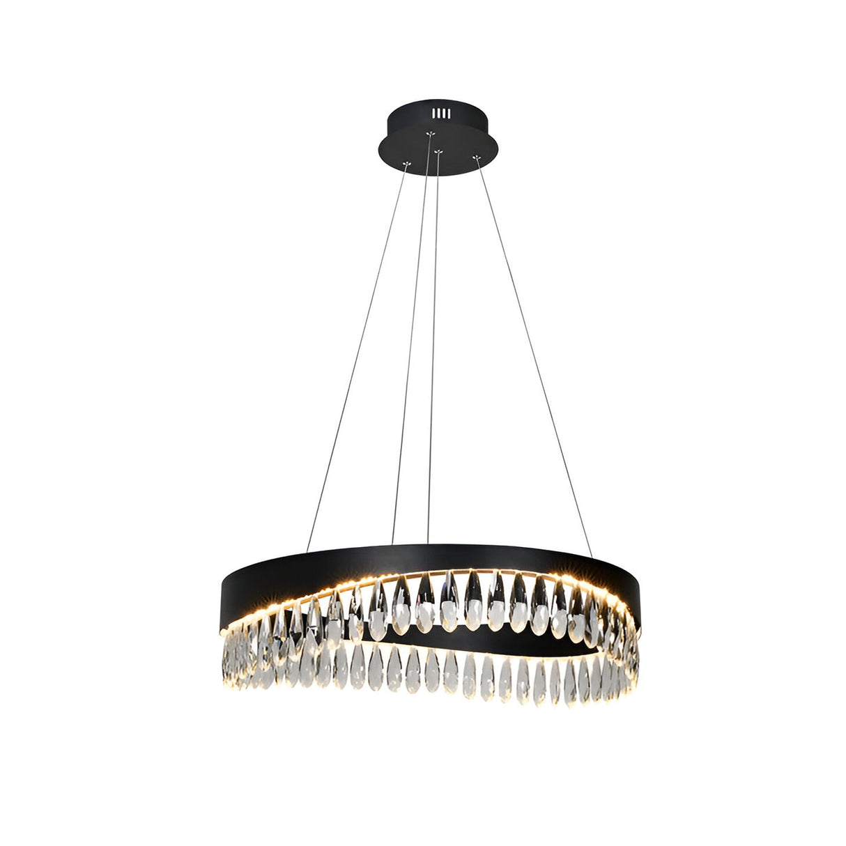 Selene LED Crystal Circular Suspension Light 30W 3000K - Black