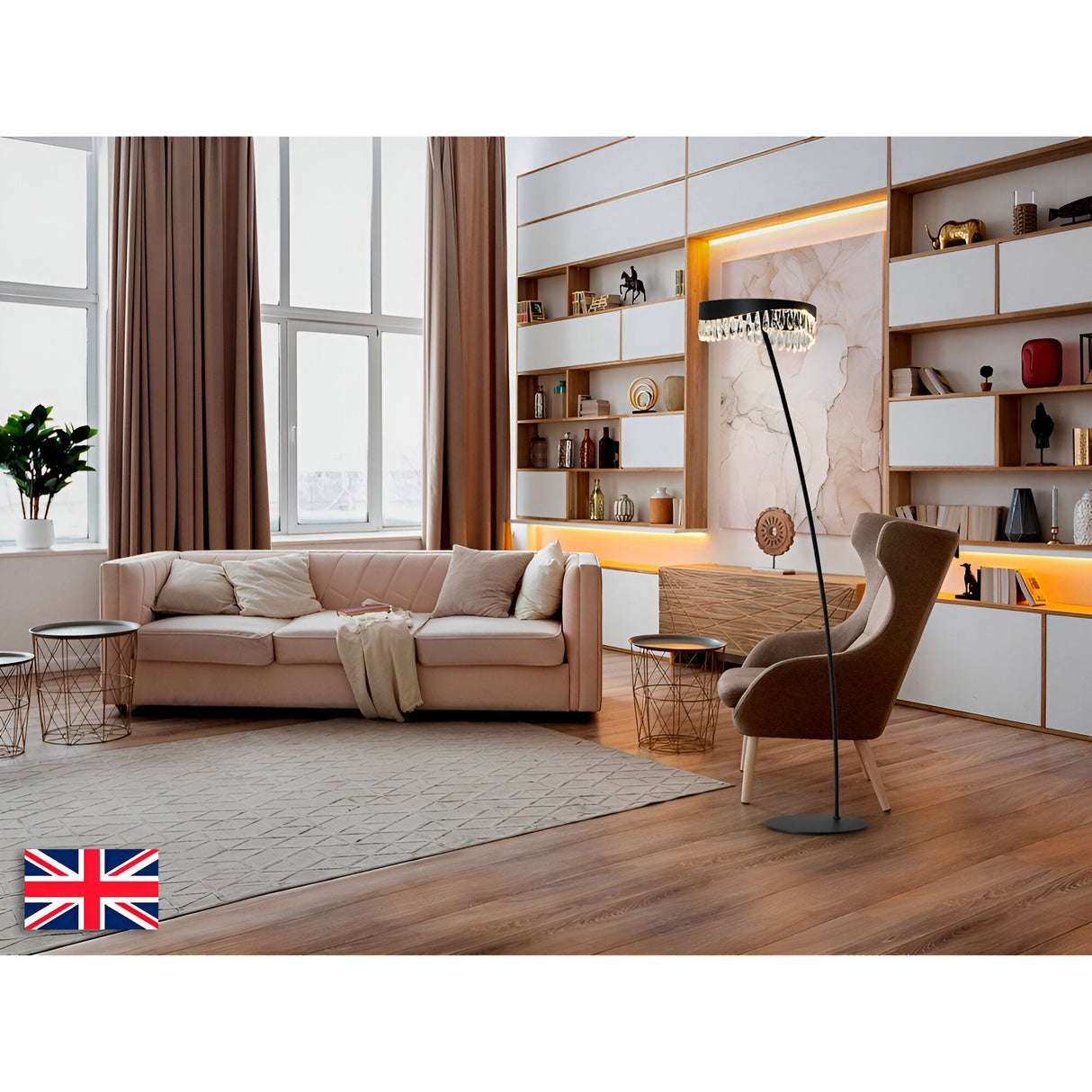 Selene LED Crystal Floor Lamp 20W 3000K - Black