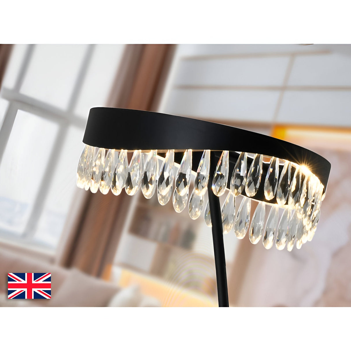 Selene LED Crystal Floor Lamp 20W 3000K - Black