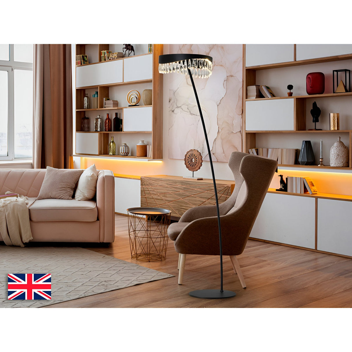 Selene LED Crystal Floor Lamp 20W 3000K - Black