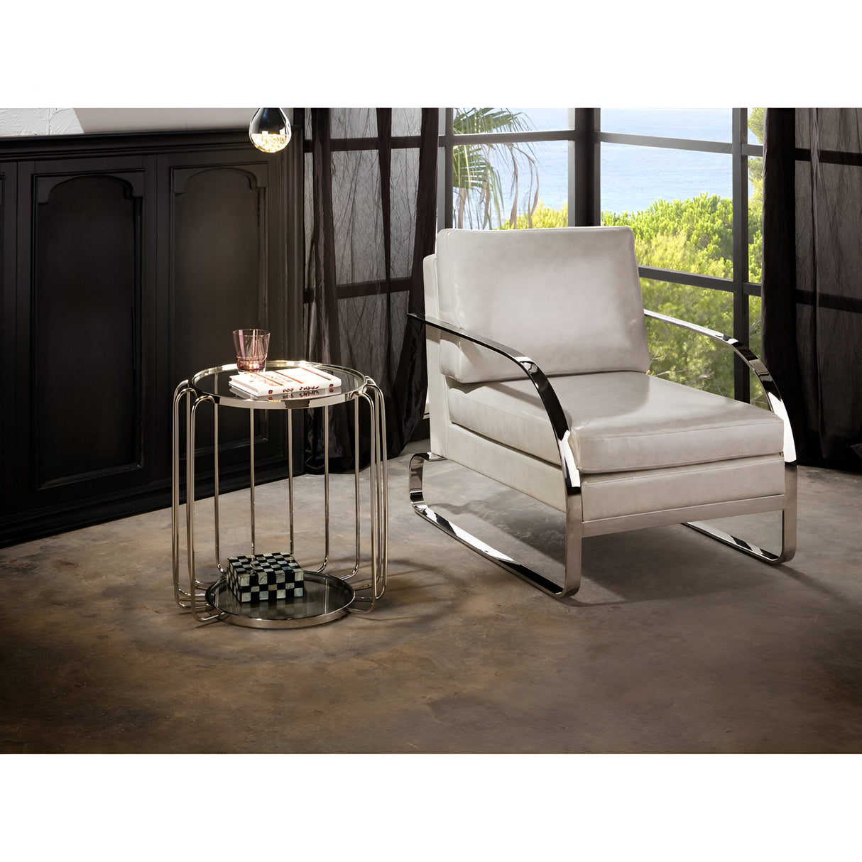 Ciros Stainless Steel & Glass Side Table - Transparent