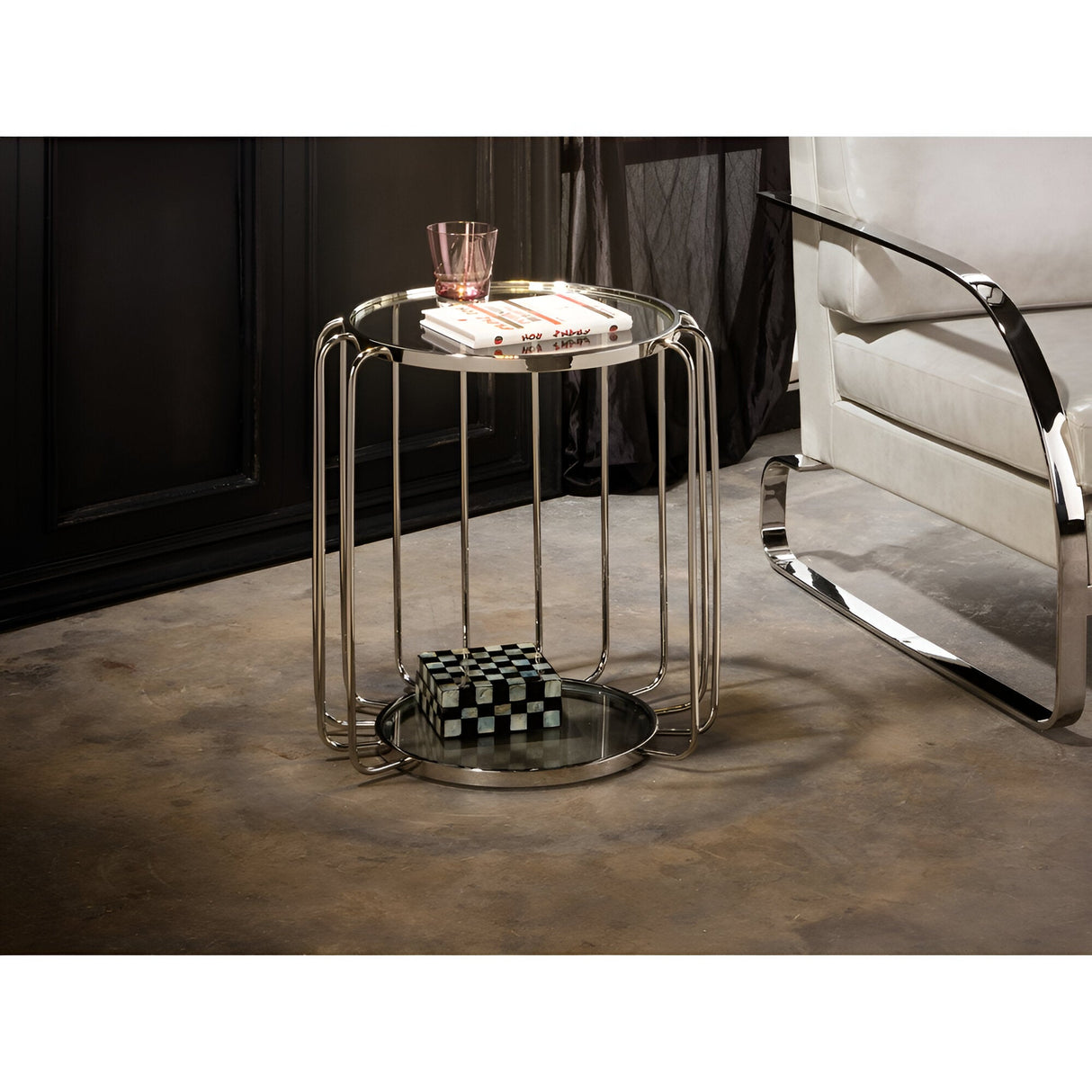Ciros Stainless Steel & Glass Side Table - Transparent