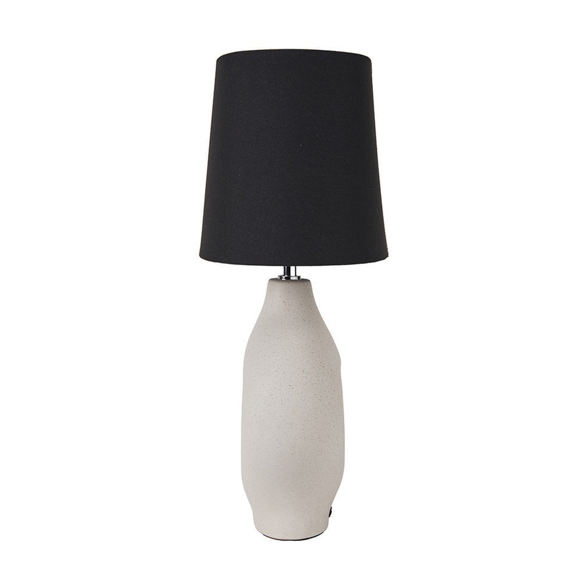 Ulla Monochrome Cream Organic Ceramic Table Lamp, 51cm, with a textured cream ceramic base and black tapered fabric shade, shown on a plain white background.