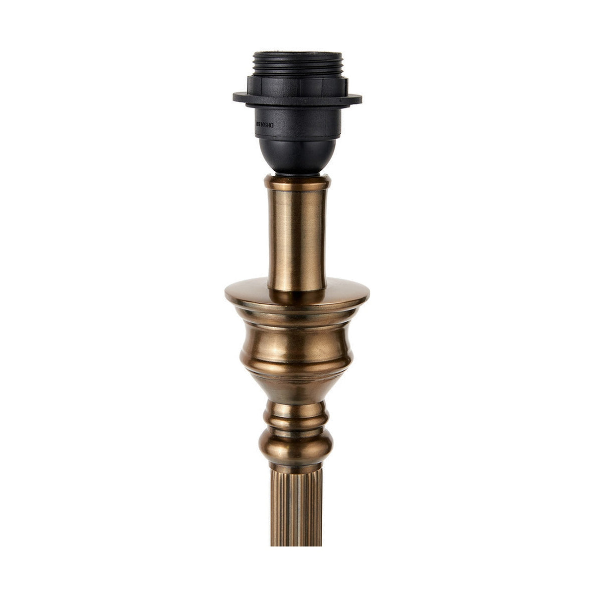 Canterbury Antique Brass Table Lamp Base, 70cm, showing turned metal column and black E27 lamp holder against a plain white background.