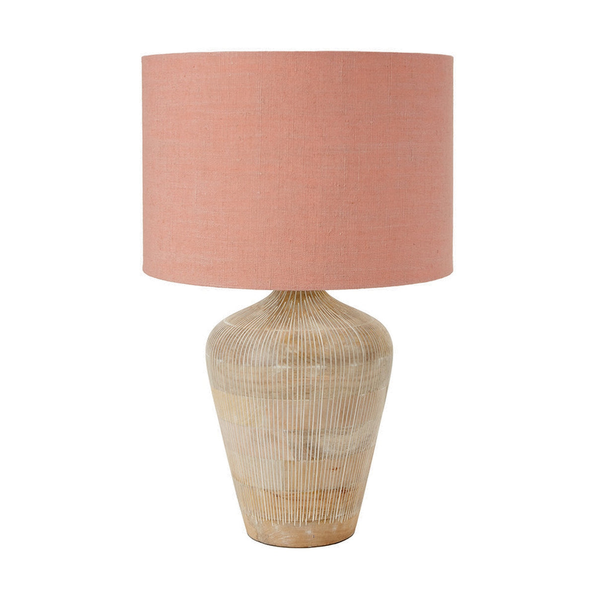 Taika White Wash Textured Wood Table Lamp Base - 42cm