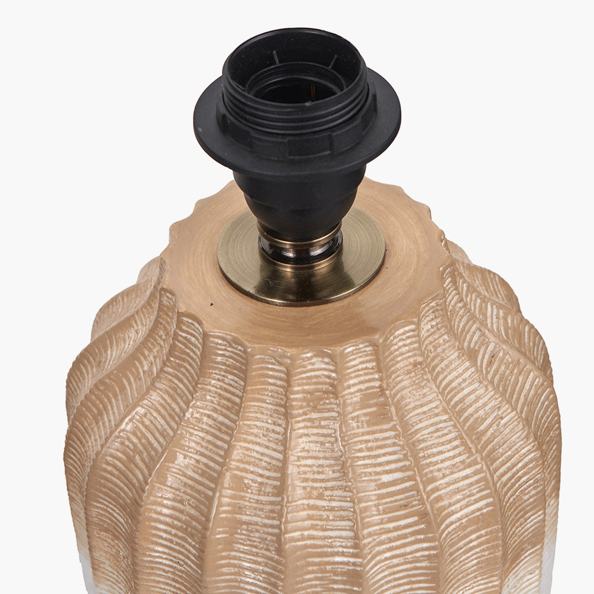 Amalia Natural Textured Stoneware Table Lamp with Ivory Cotton Cylinder Shade