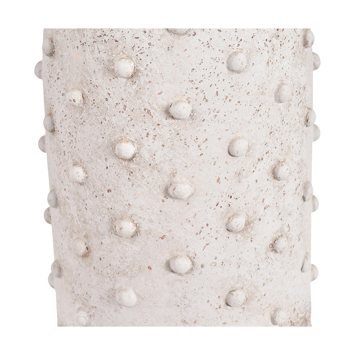 Close-up of the Kali Textured Dot Light Grey Stoneware Table Lamp Base, 37cm, showing raised dot texture on a matte ceramic surface against a white background.