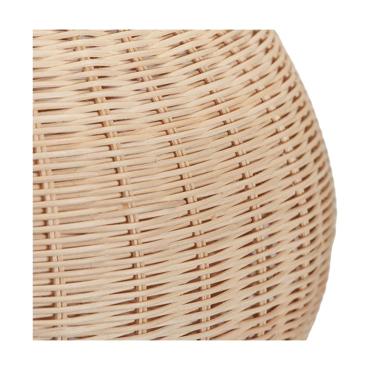 Close-up of the Allona Rattan Table Lamp base, 70cm, showing natural woven rattan texture in a rounded, tapered shape.