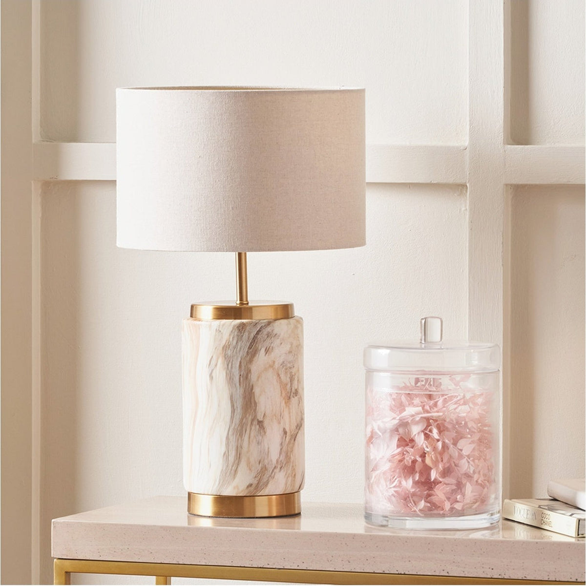 Carrara Stone Effect Ceramic Table Lamp - 48cm