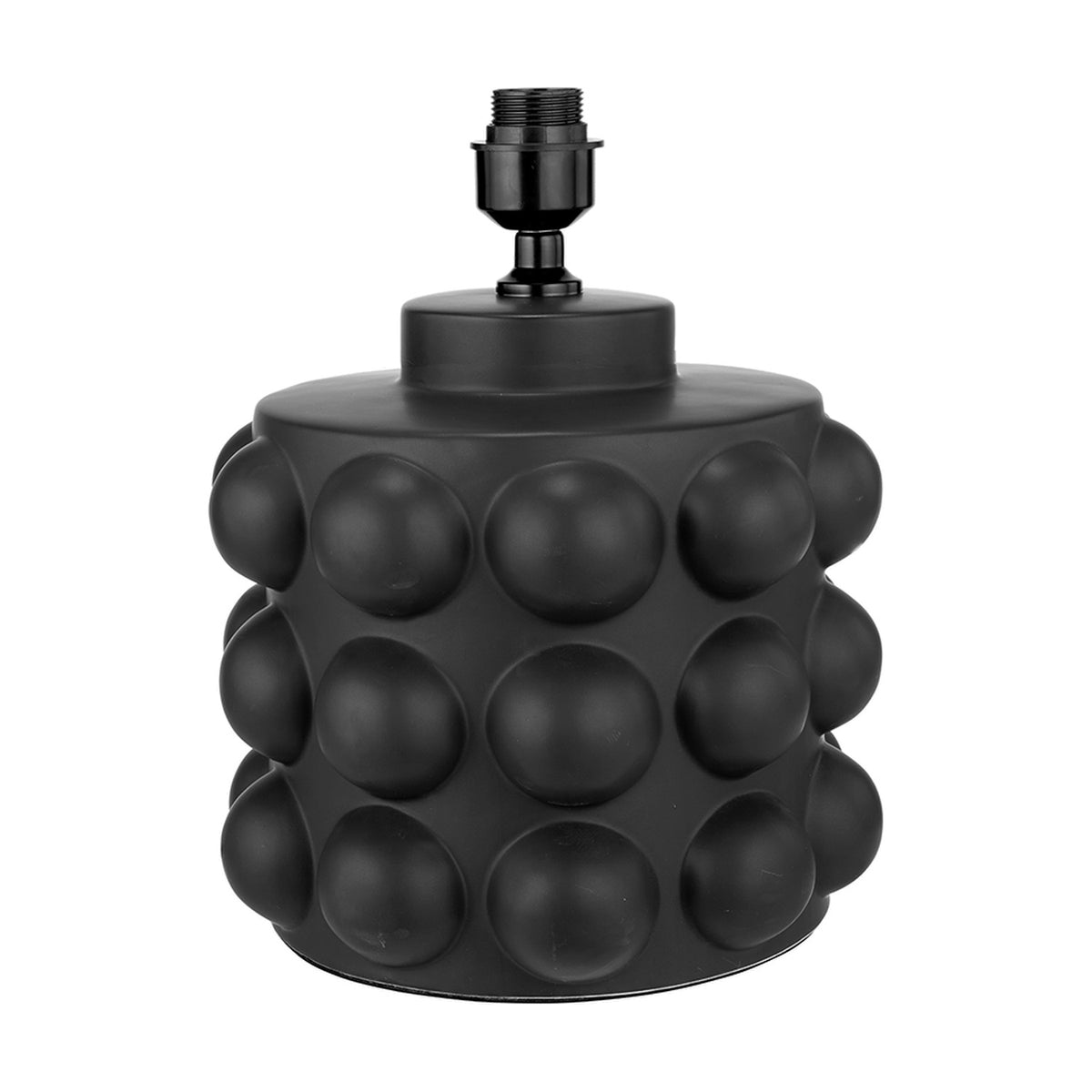 Serenity Black Bobbled Ceramic Large Table Lamp Base, 36cm, cylindrical ceramic body with raised spherical bobble texture and black metal fitting, shown on a plain white background.