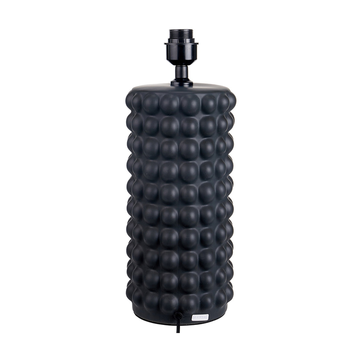 Sohan Black Bobbled Ceramic Tall Table Lamp Base, 48cm, with a cylindrical bubble-textured body and matte black finish, shown on a plain white background.