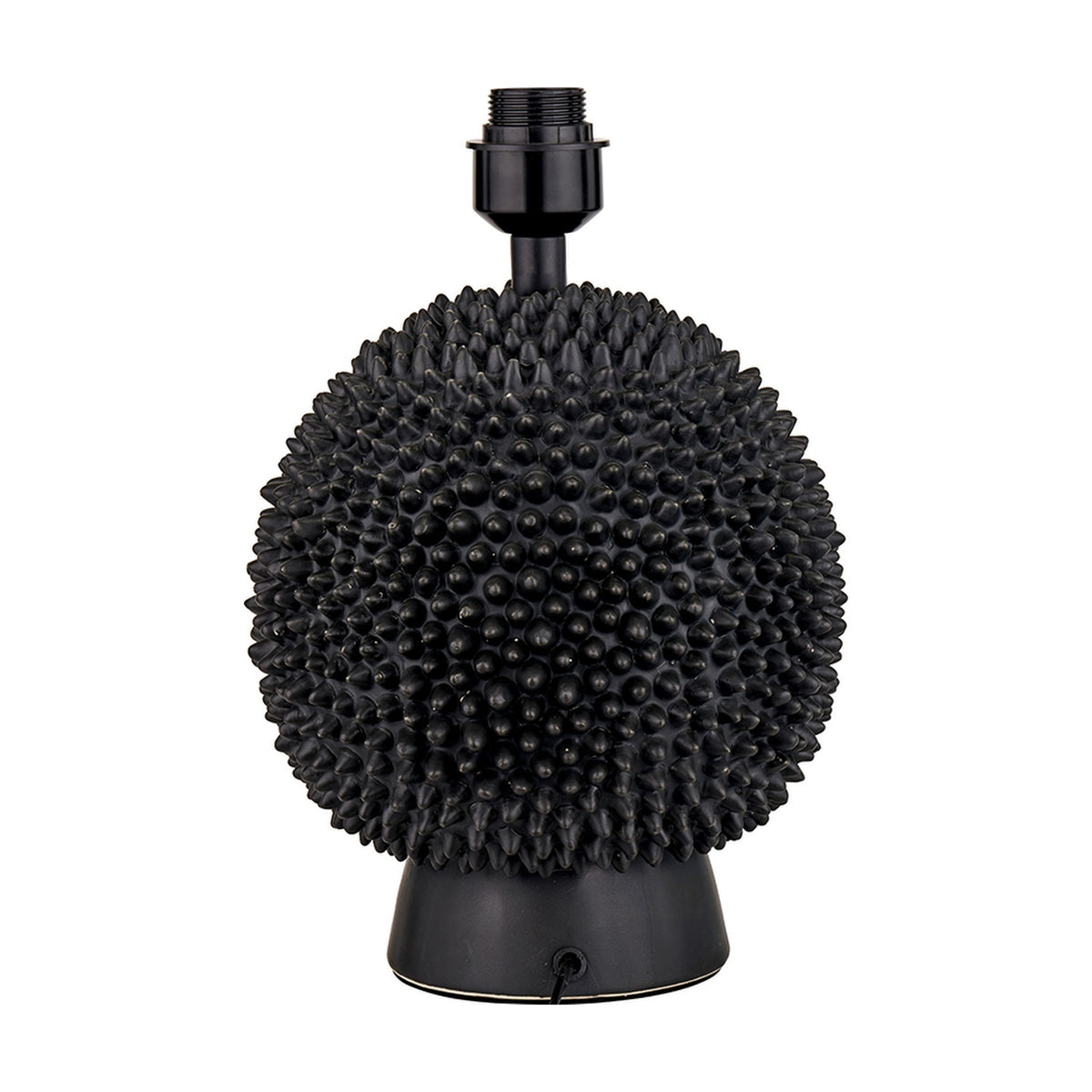 Wrenley Black Ceramic Sea Urchin Table Lamp Base, 37cm, with a spiky textured spherical body, black E27 fitting, and round base on a plain white background.