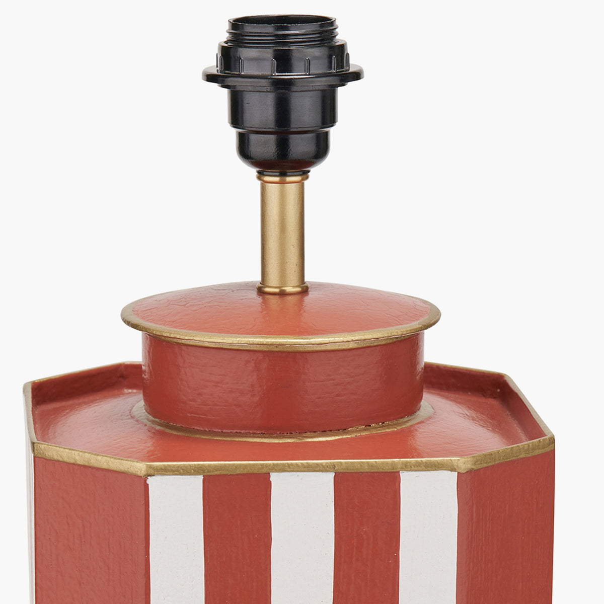 Raya Cinnamon & White Hand Painted Iron Table Lamp Base - 43cm