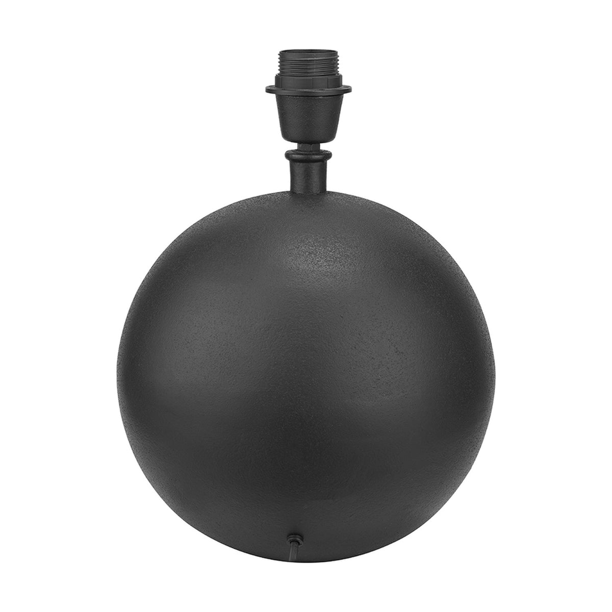 Benio Matt Black Aluminium Spherical Table Lamp Base, 33cm, with textured spherical body and E27 lampholder, shown on a plain white background.