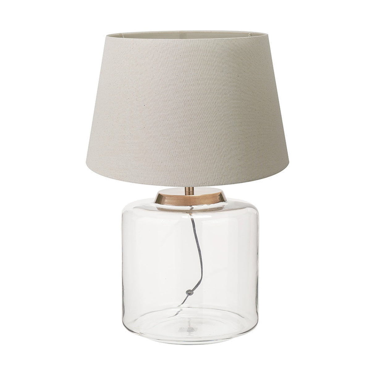 Josie Clear Glass & Antique Brass Large Table Lamp with Cream Shade