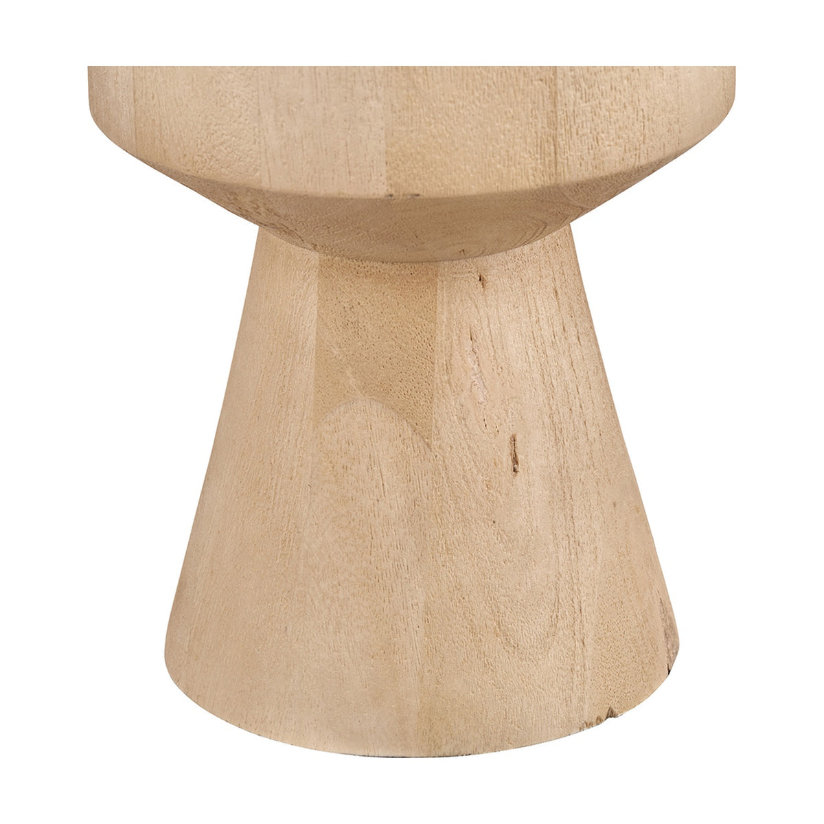 Koa Mango Contemporary Table Lamp Base, 43cm, with a mushroom-shaped natural wood body featuring a rounded top and tapered cone base, shown on a plain white background.