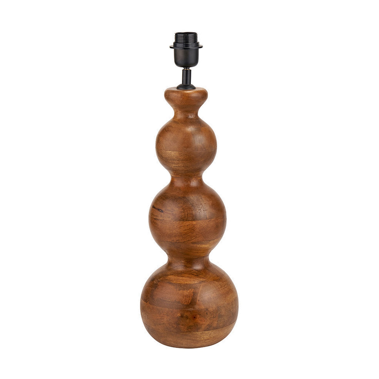 Nyari Brown Oiled Finish Mango 3 Ball Table Lamp with White Shade