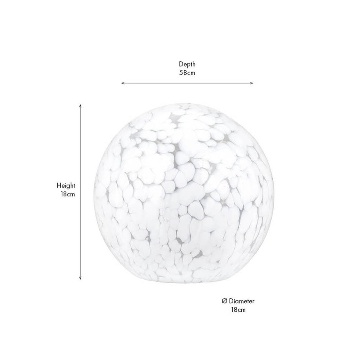 Aurora Speckled White Glass Spherical Table Lamp - 19cm