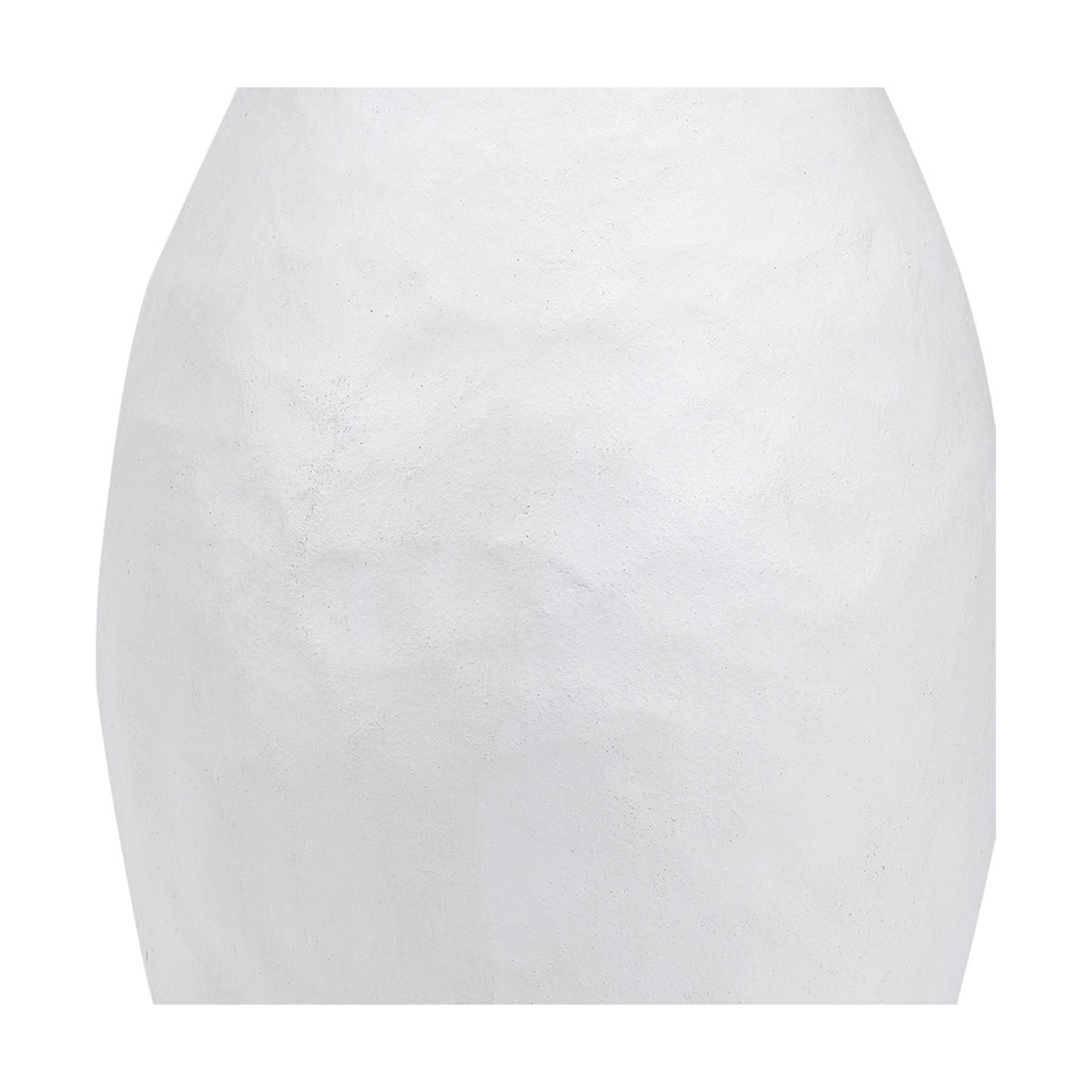 Eirene White Textured Stoneware Table Lamp Base, 49cm, close-up of the tapered ceramic body's rough matte texture, on a plain white background.