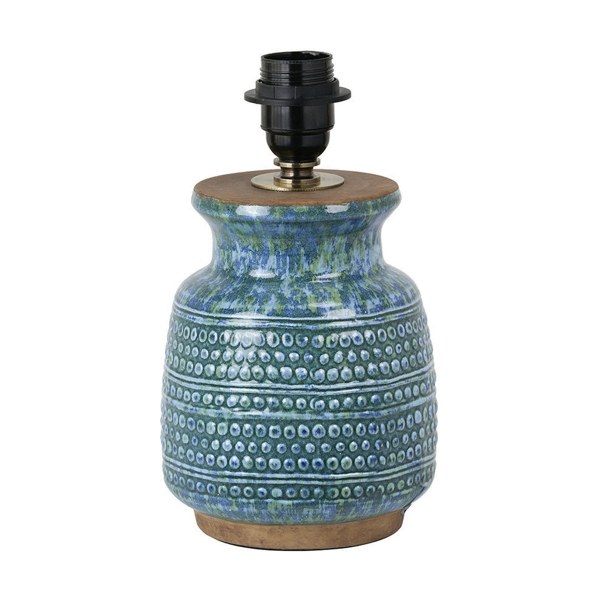 Theano Dot Design Blue Glaze Table Lamp Base - 28cm