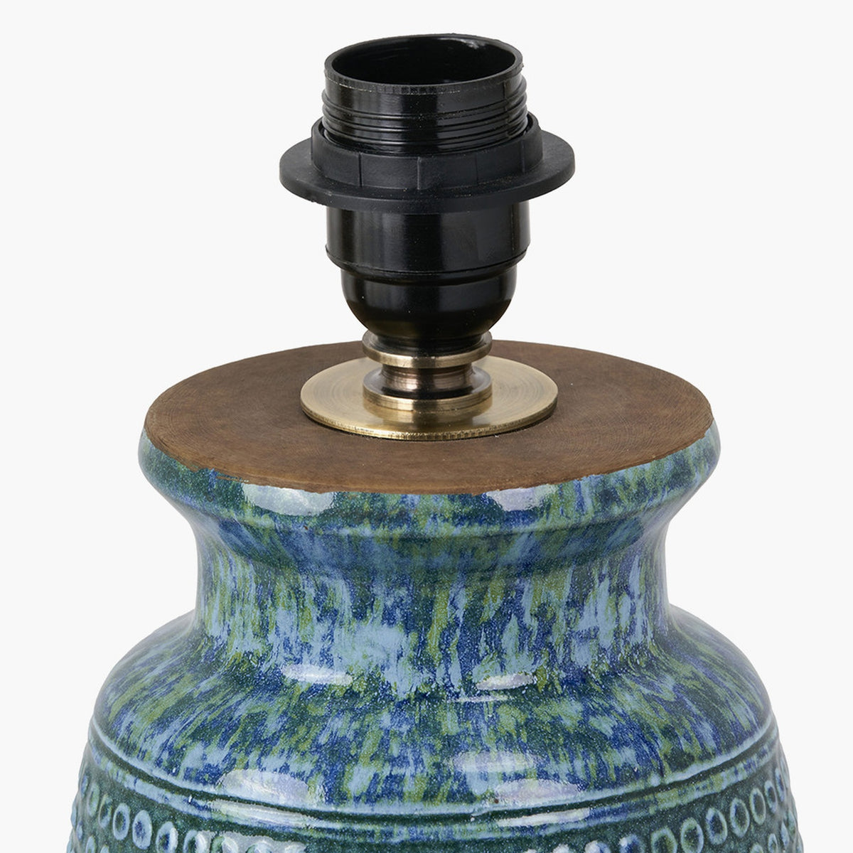 Theano Dot Design Blue Glaze Table Lamp Base - 28cm