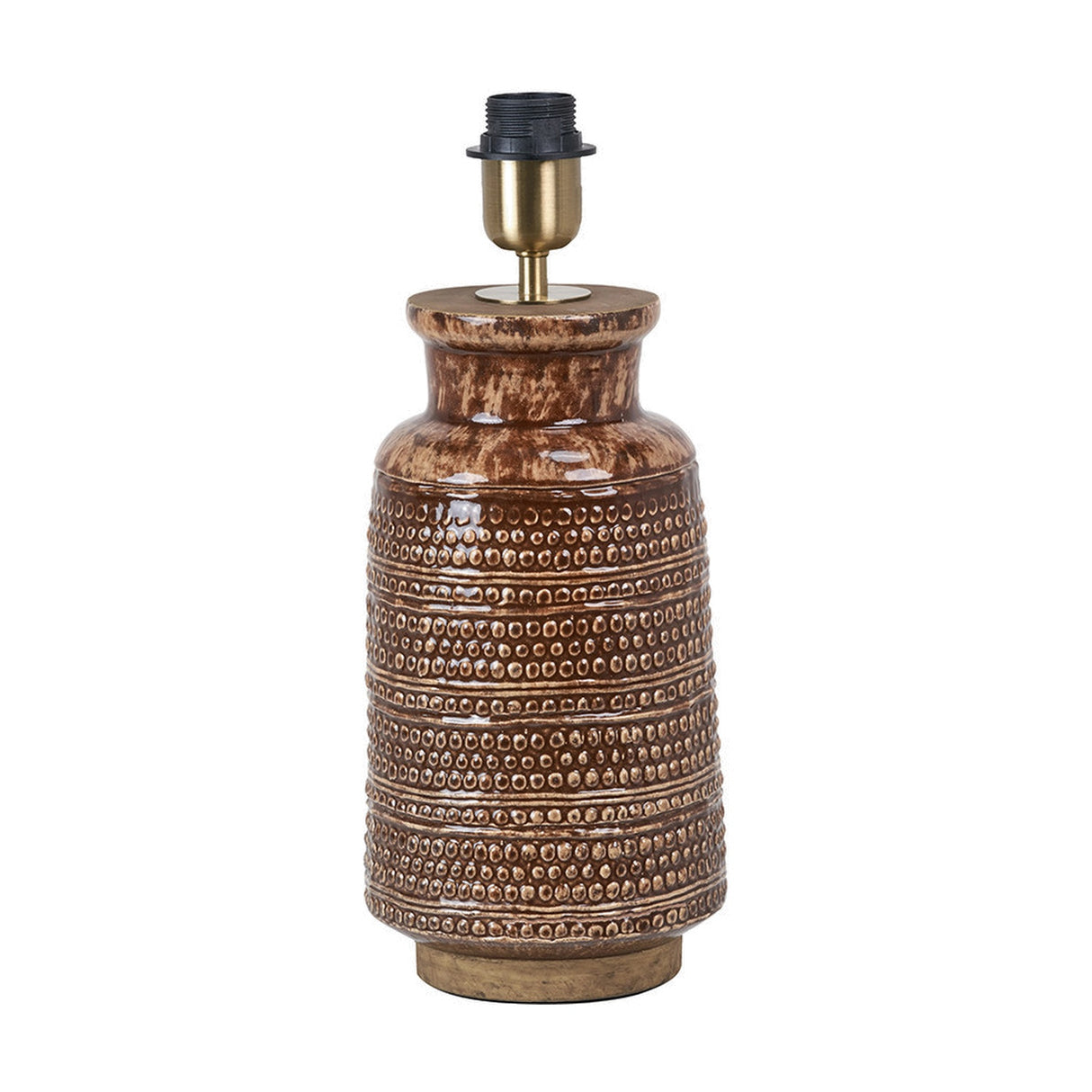 Theano Dot Design Brown Glaze Tall Table Lamp with Linen Shade