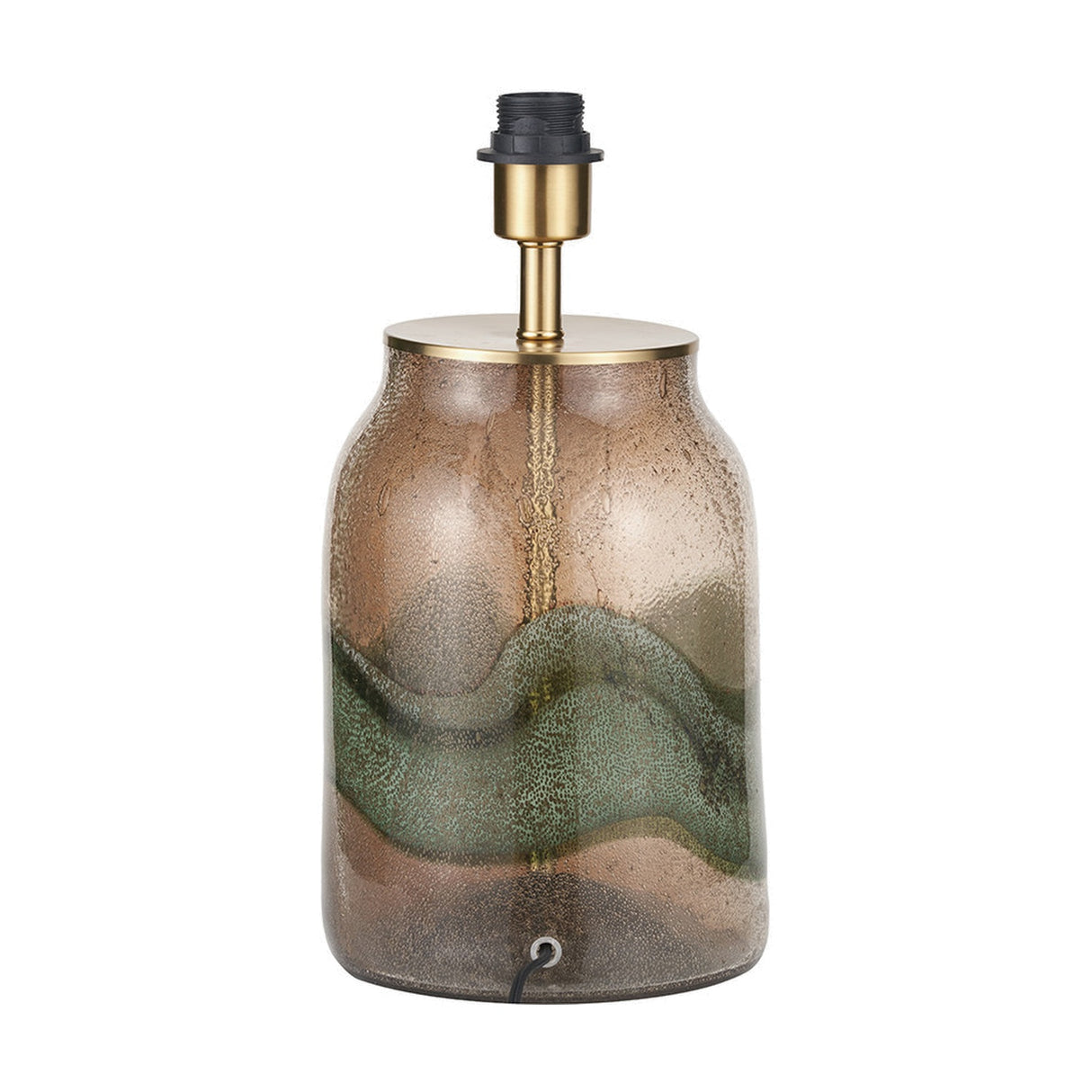 Valtellina Brown & Green Glass Table Lamp with White Handloom Shade
