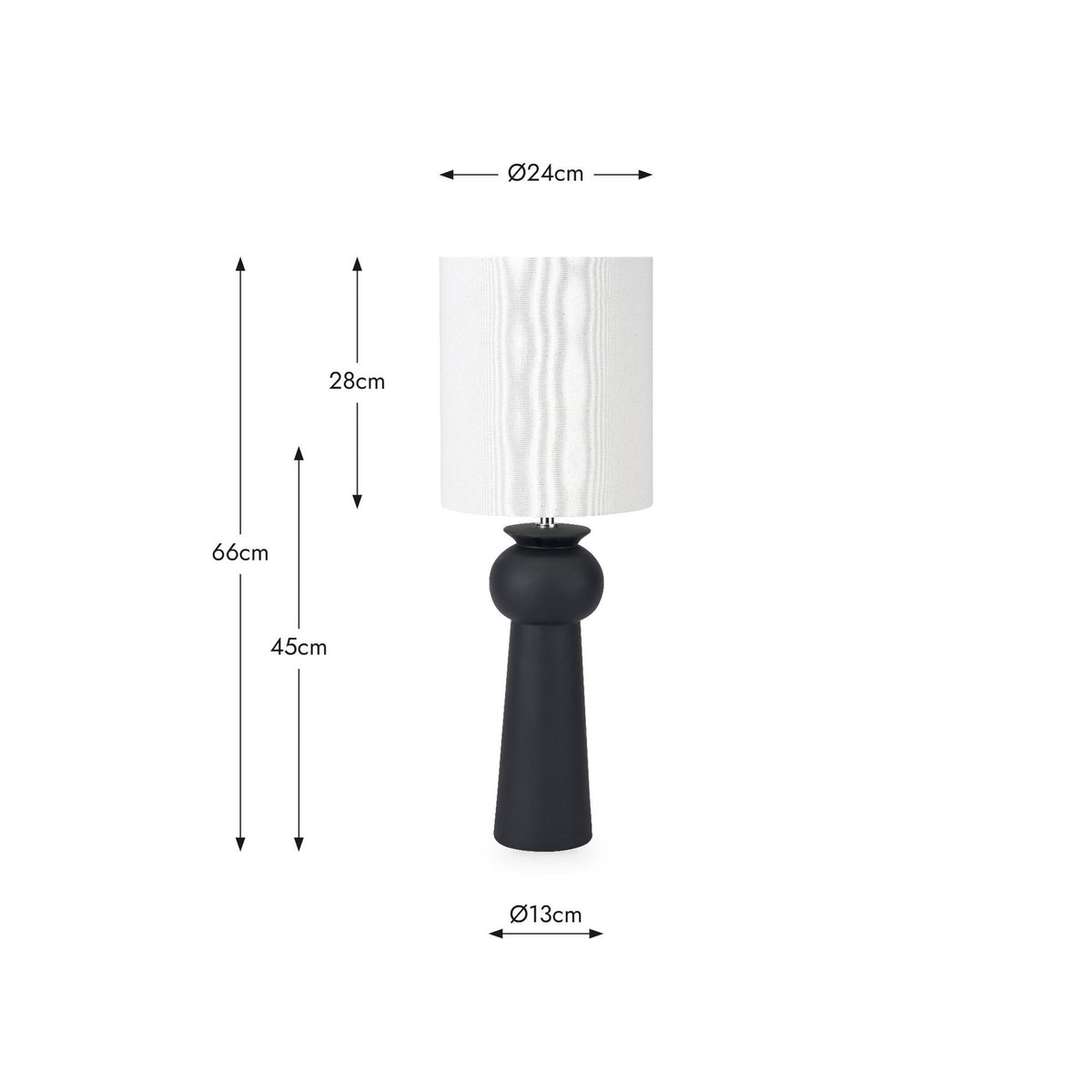 Sloane Black Contemporary Ceramic Table Lamp - 66cm