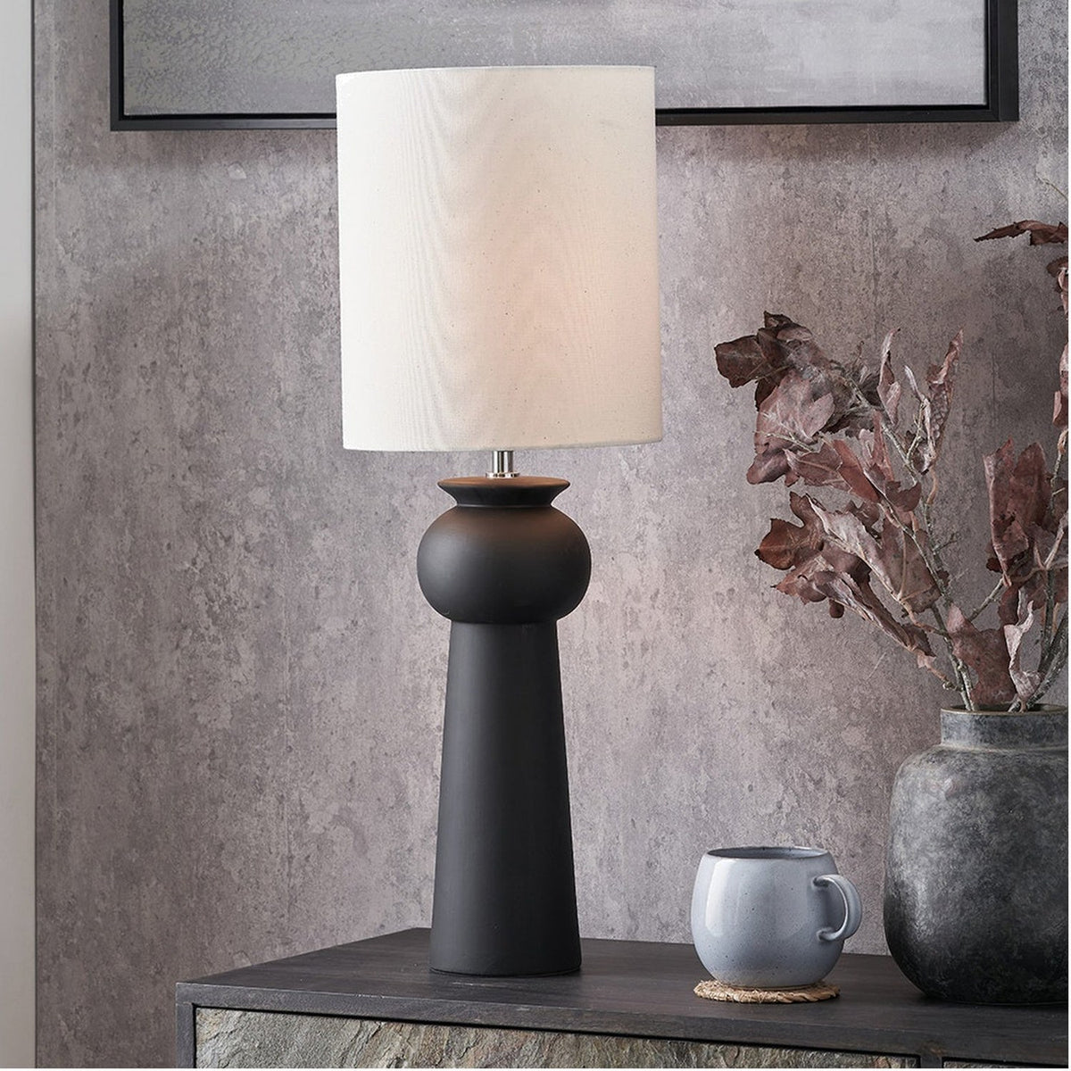 Sloane Black Contemporary Ceramic Table Lamp - 66cm