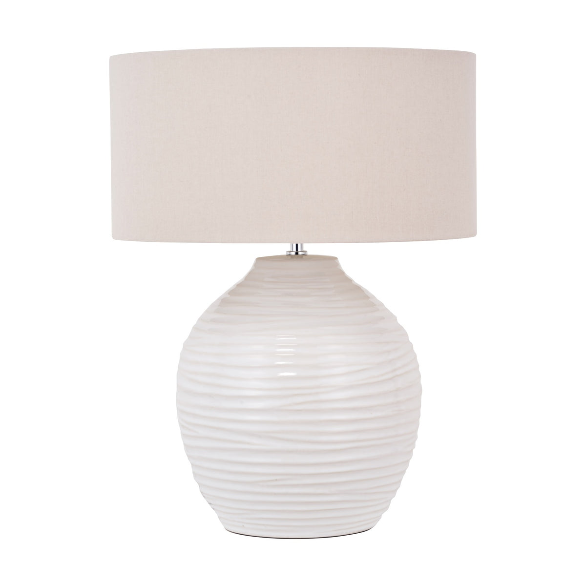 Linnea White Grooved Ceramic Table Lamp - 57cm
