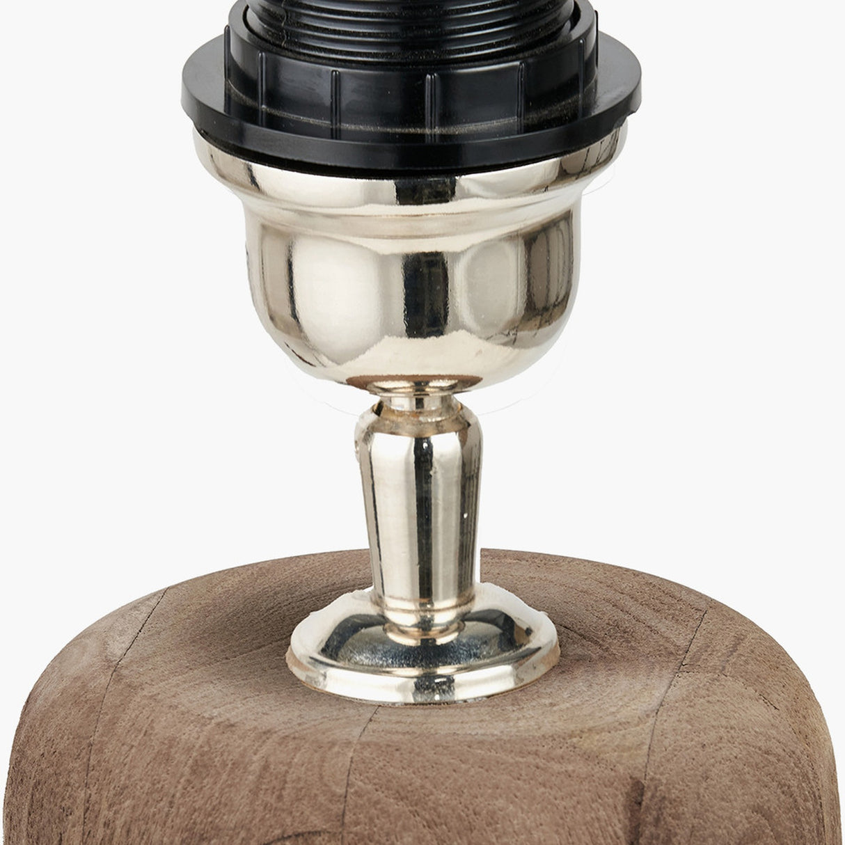 Inaya Natural Tapered Large Wood Table Lamp with Apricot Linen Shade