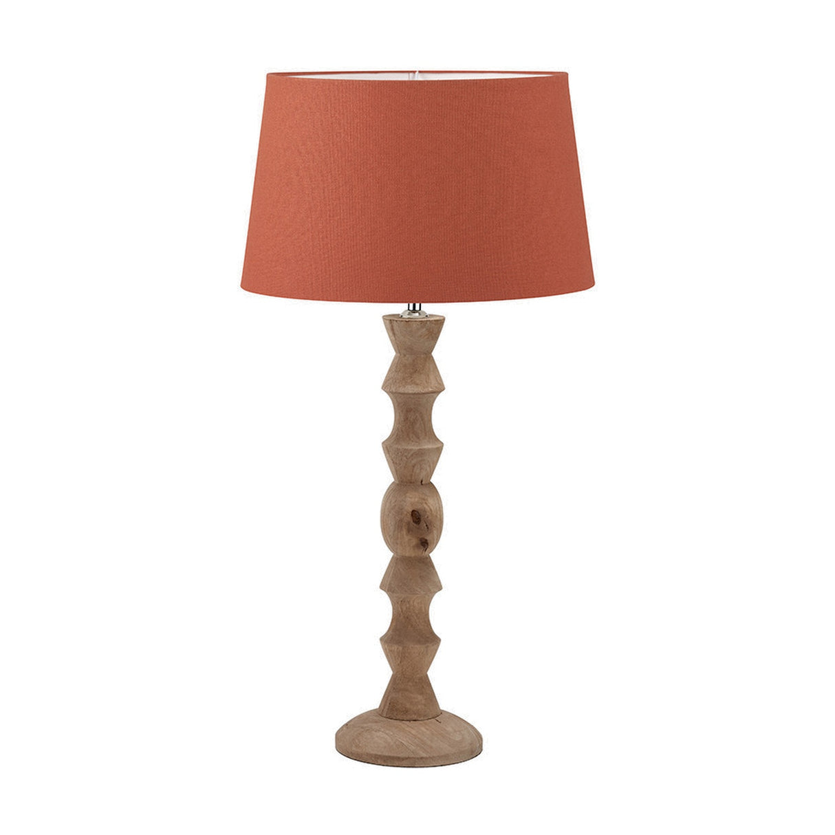 Ayra Natural Large Wood Table Lamp with Tobacco Handloom Tapered Shade