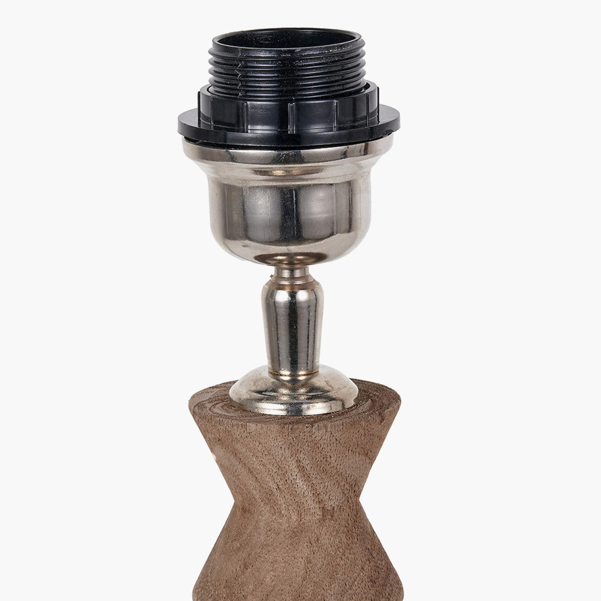 Ayra Natural Wood Table Lamp with White Handloom Cylinder Shade