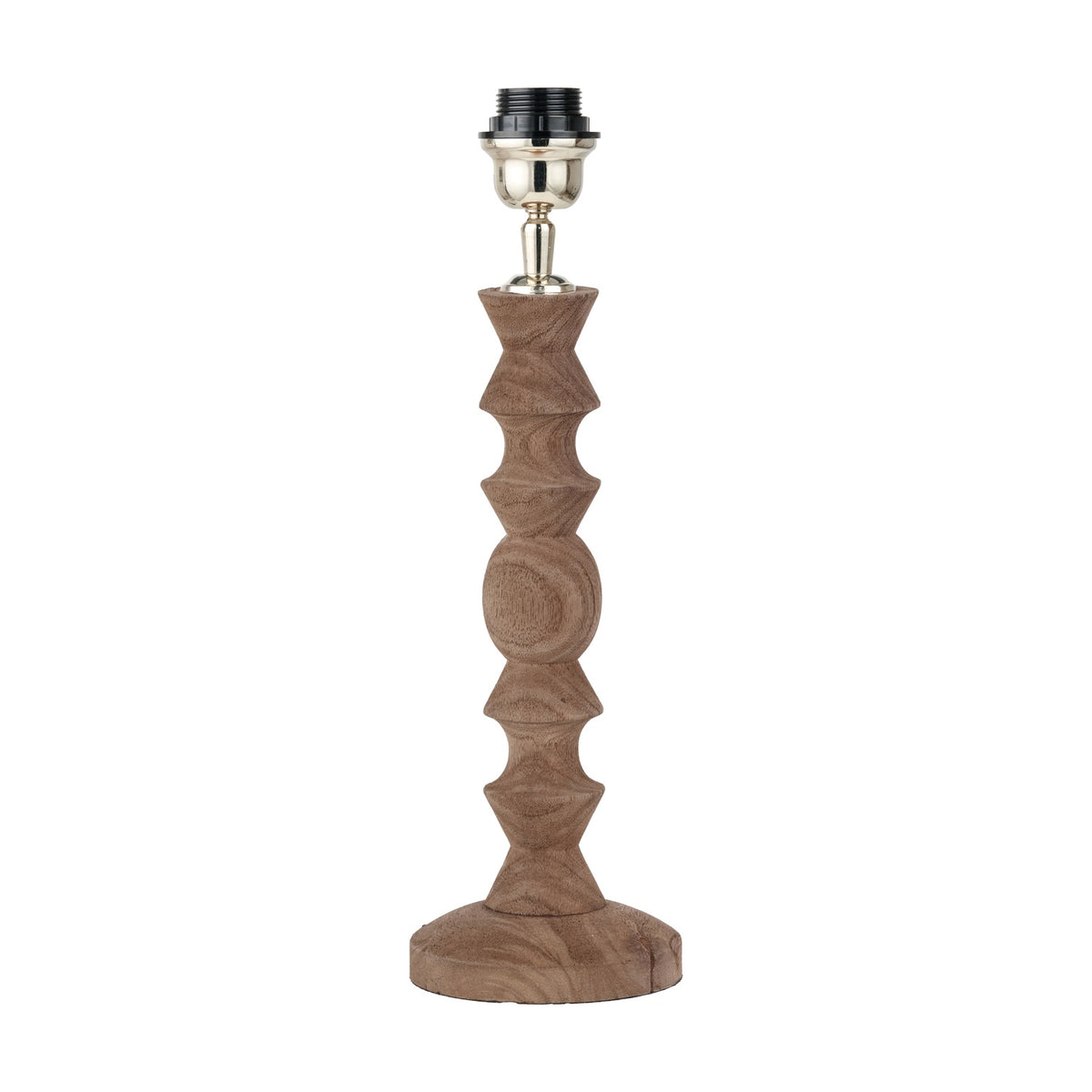 Ayra Natural Modernist Turned Wood Table Lamp Base - 40cm