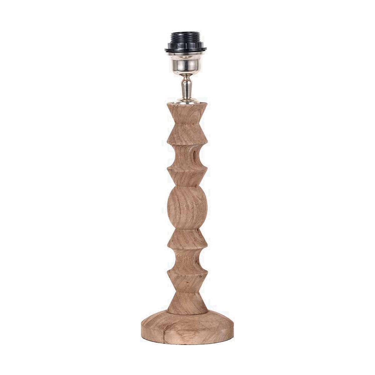Ayra Natural Modernist Turned Wood Table Lamp Base - 40cm