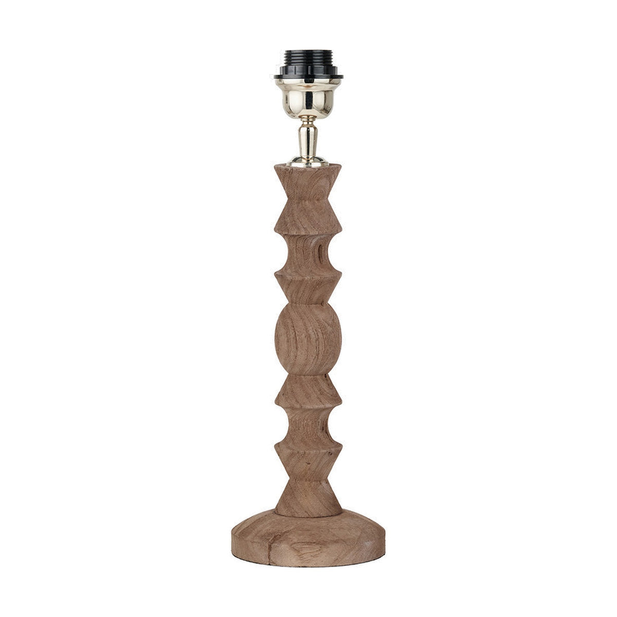 Ayra Natural Modernist Turned Wood Table Lamp Base - 40cm