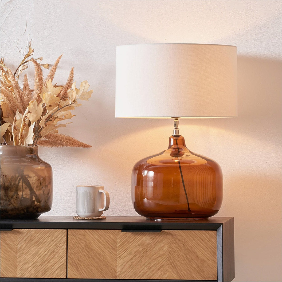 Corby Amber Glass Table Lamp Base - 39cm