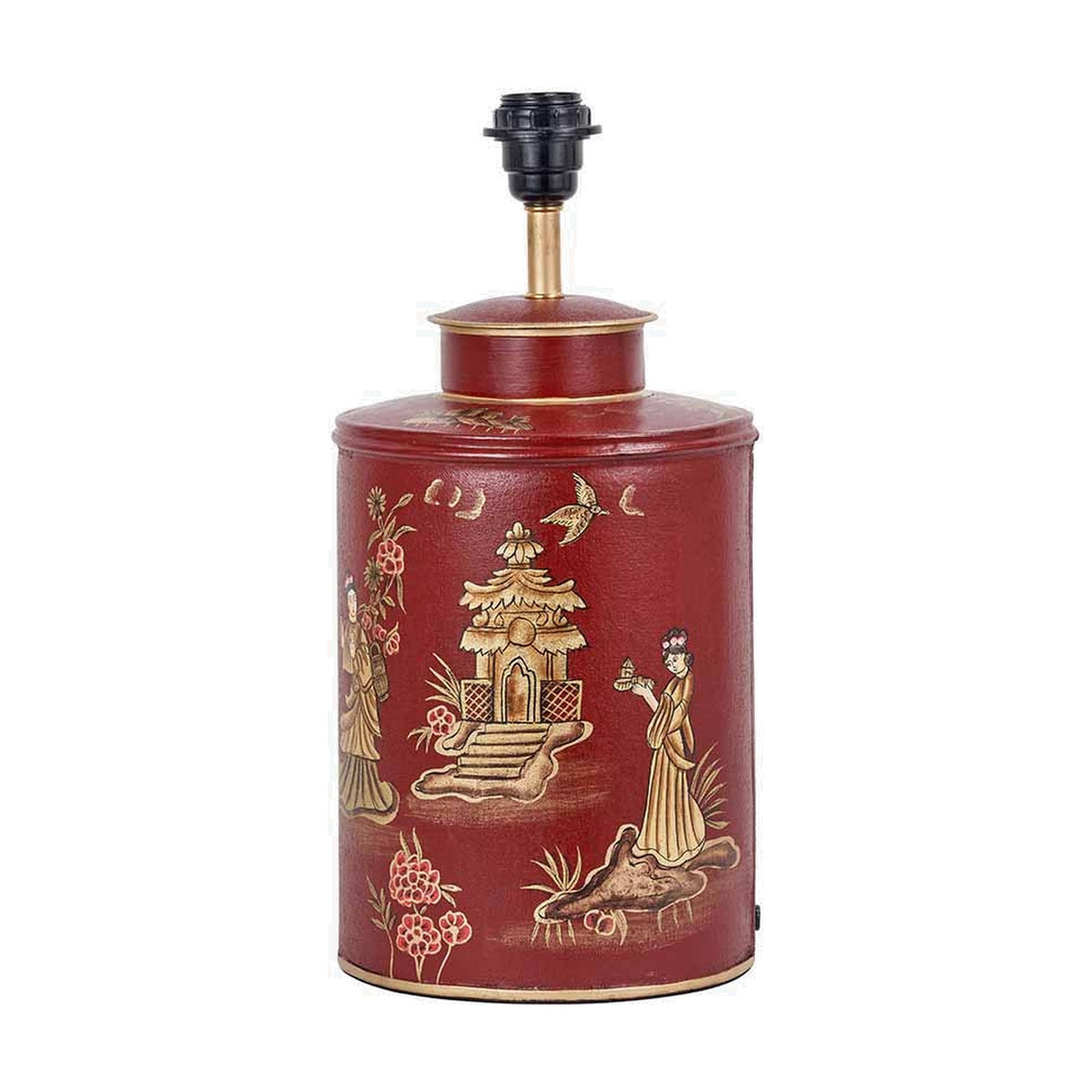 Landscape Red Hand Painted Iron Table Lamp Base - 40cm