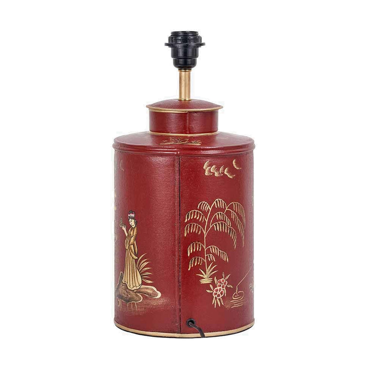 Landscape Red Hand Painted Iron Table Lamp Base - 40cm