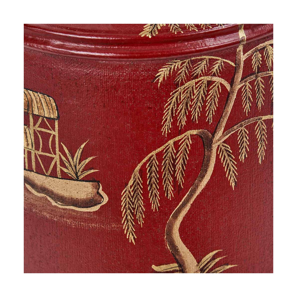 Landscape Red Hand Painted Iron Table Lamp Base - 40cm