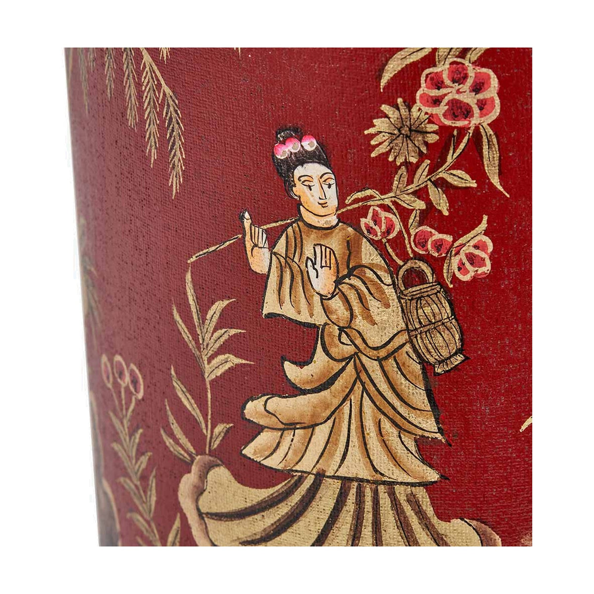 Landscape Red Hand Painted Iron Table Lamp Base - 40cm