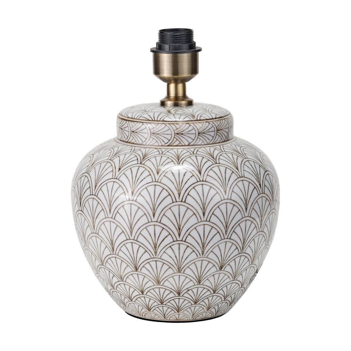 Barbier White Art Deco Fan Ceramic Table Lamp Base - 32cm