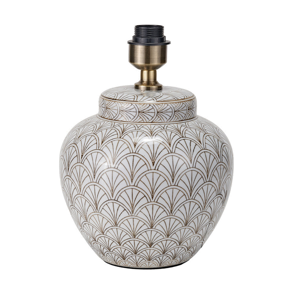 Barbier White Art Deco Fan Ceramic Table Lamp Base - 32cm