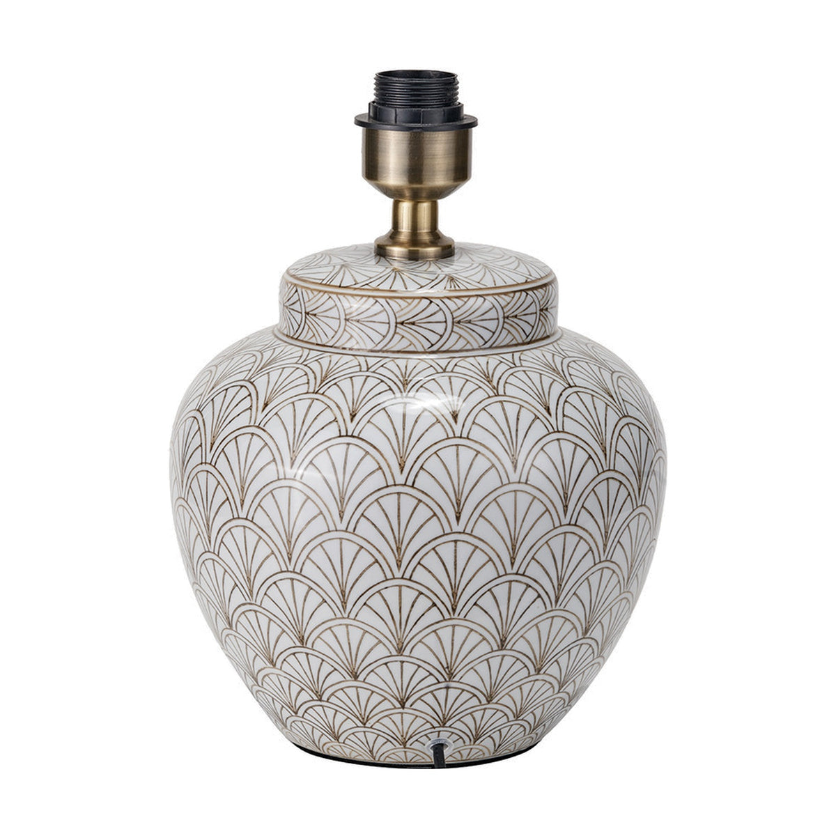 Barbier White Art Deco Fan Ceramic Table Lamp Base - 32cm